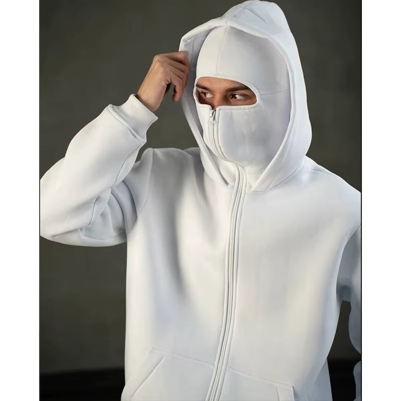 Elevate Your Style with the Balaclava Men Zip Hoodie - Ultimate Winter Warmth and Versatile Casual Wear with Hooded Face Mask Design