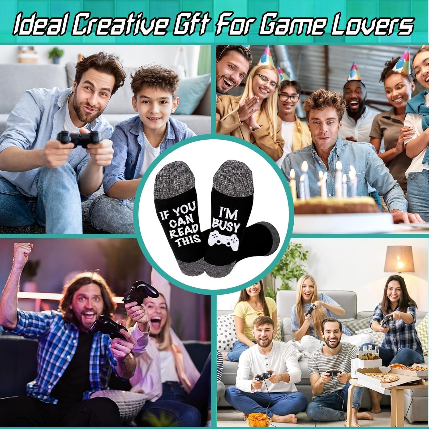 Unisex Cotton 'If U Can I'M Gaming' Socks - Funny Novelty Gamer Gift for Men and Women - Great for Christmas