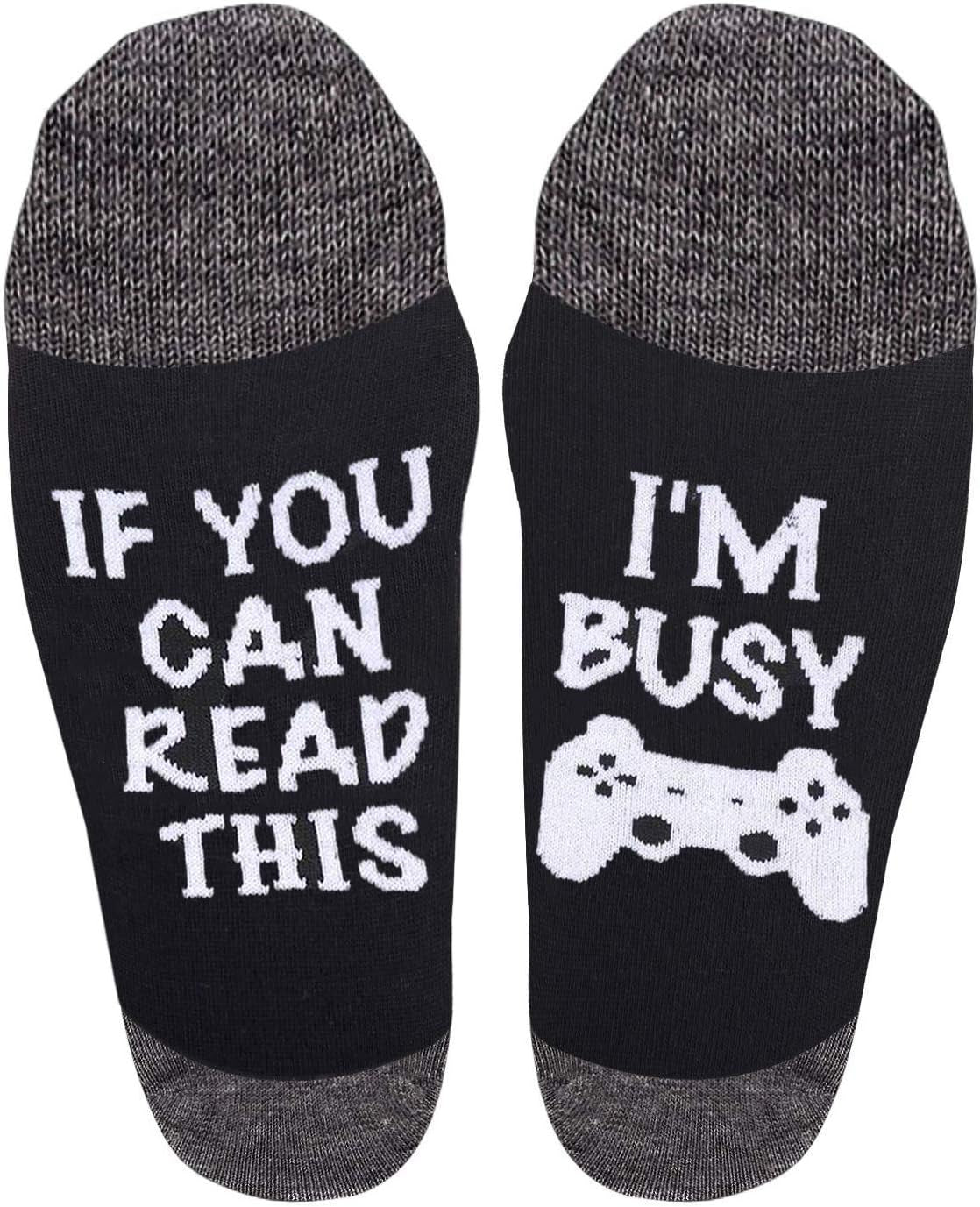 Unisex Cotton 'If U Can I'M Gaming' Socks - Funny Novelty Gamer Gift for Men and Women - Great for Christmas