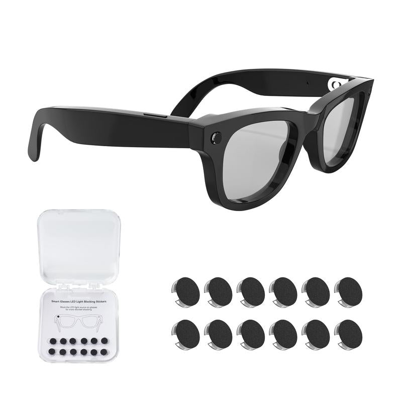 Transform Your Smart Glasses with 12Pcs Low-Tack LED Light Blocking Stickers for Ray-Ban & Oakley - Ultimate Covert Accessory!