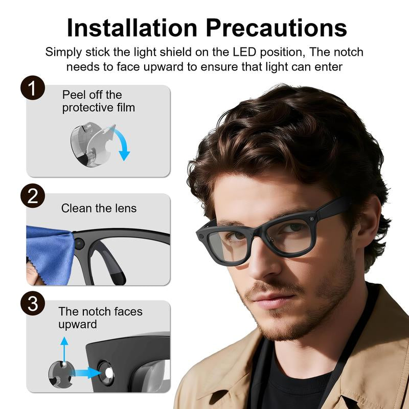 Transform Your Smart Glasses with 12Pcs Low-Tack LED Light Blocking Stickers for Ray-Ban & Oakley - Ultimate Covert Accessory!