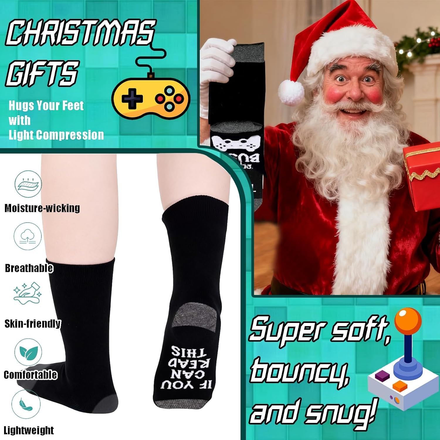 Unisex Cotton 'If U Can I'M Gaming' Socks - Funny Novelty Gamer Gift for Men and Women - Great for Christmas