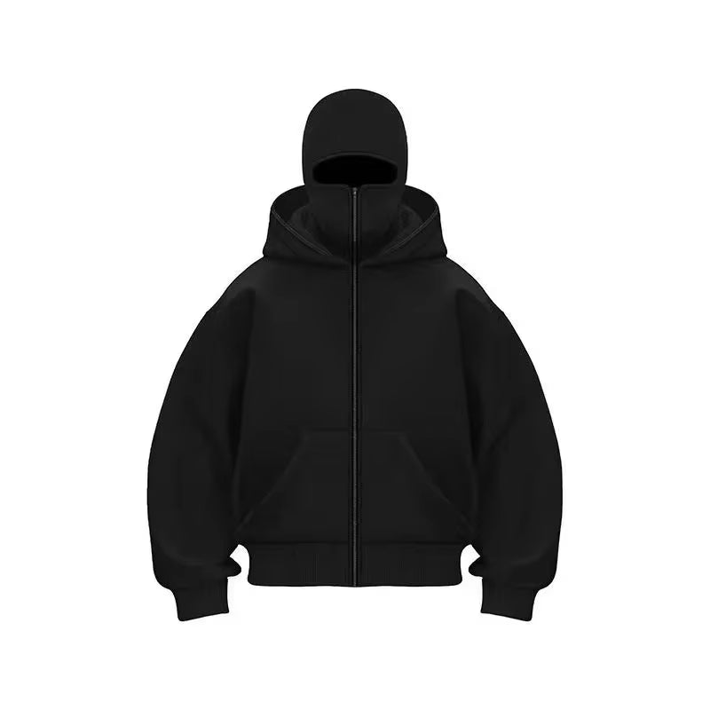 Elevate Your Style with the Balaclava Men Zip Hoodie - Ultimate Winter Warmth and Versatile Casual Wear with Hooded Face Mask Design
