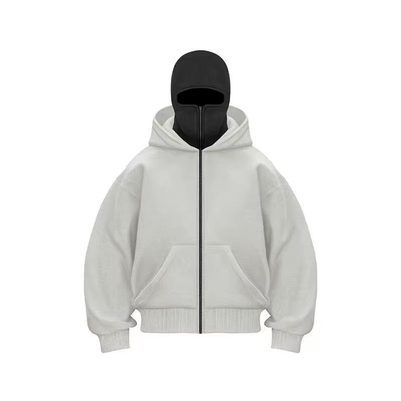 Elevate Your Style with the Balaclava Men Zip Hoodie - Ultimate Winter Warmth and Versatile Casual Wear with Hooded Face Mask Design
