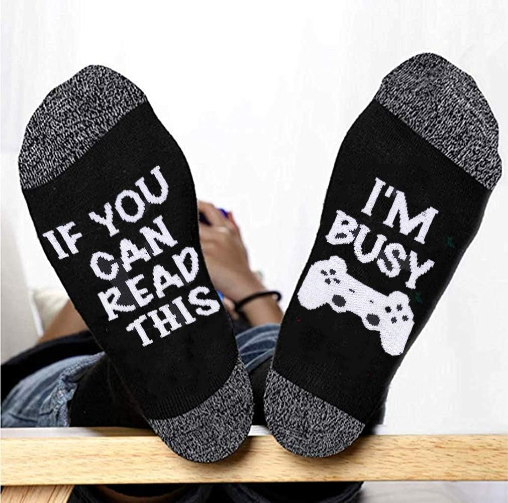 Unisex Cotton 'If U Can I'M Gaming' Socks - Funny Novelty Gamer Gift for Men and Women - Great for Christmas